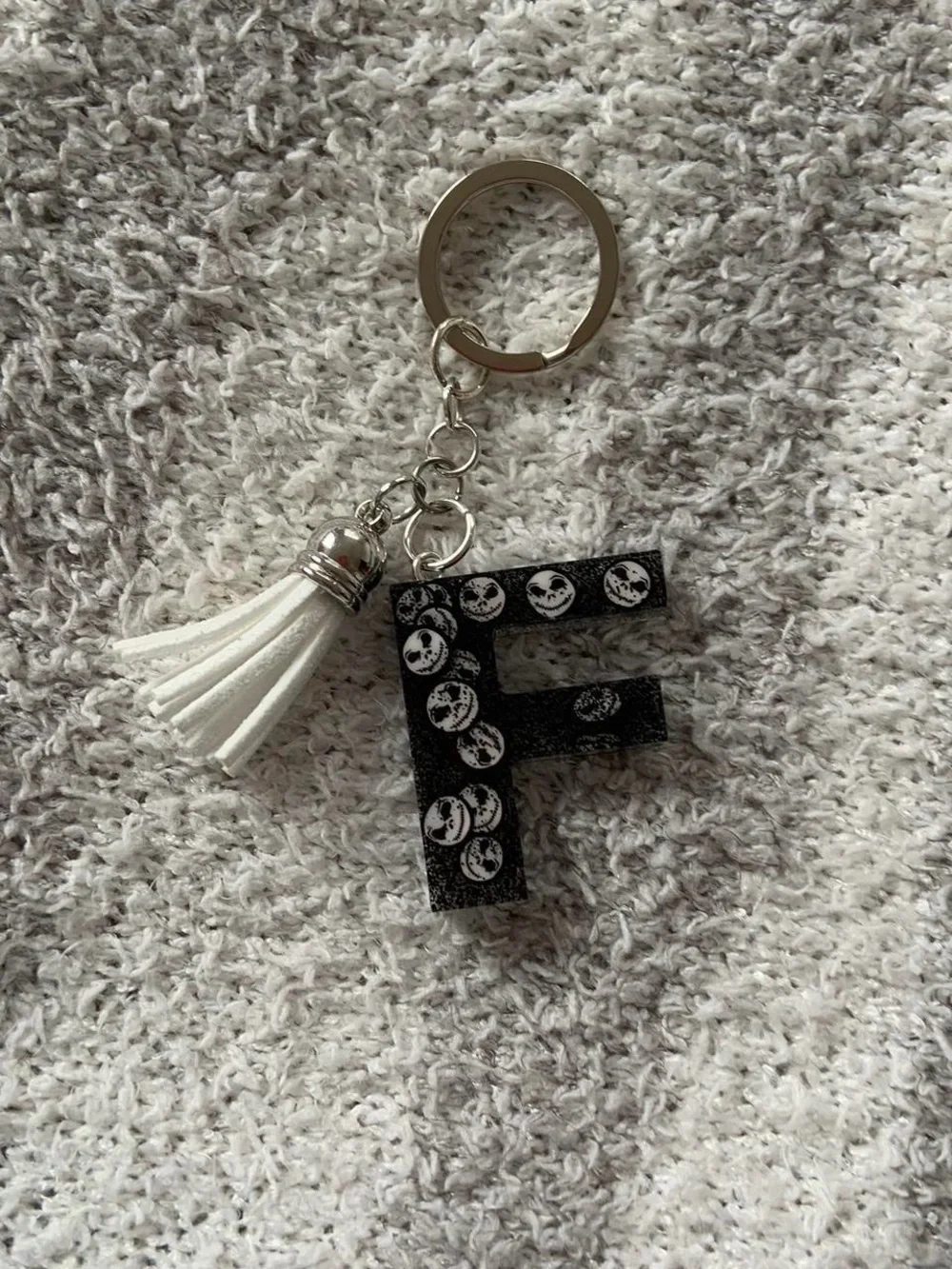 'F' Initial Keychain with Tassel - Women Accessories